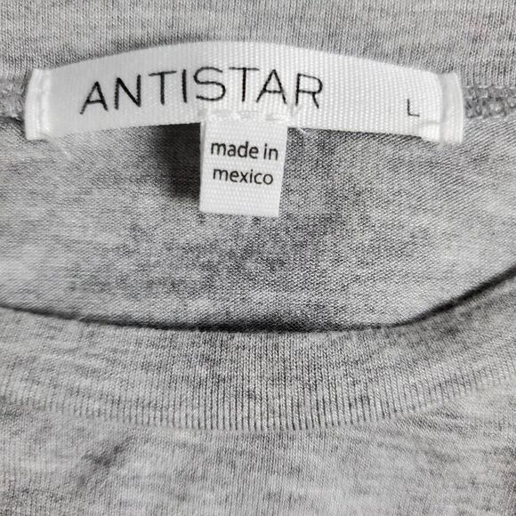 Antistar Gray Long Sleeve Side Ruched Crop Top Stretchy Lightweight Tee L - Picture 4 of 6